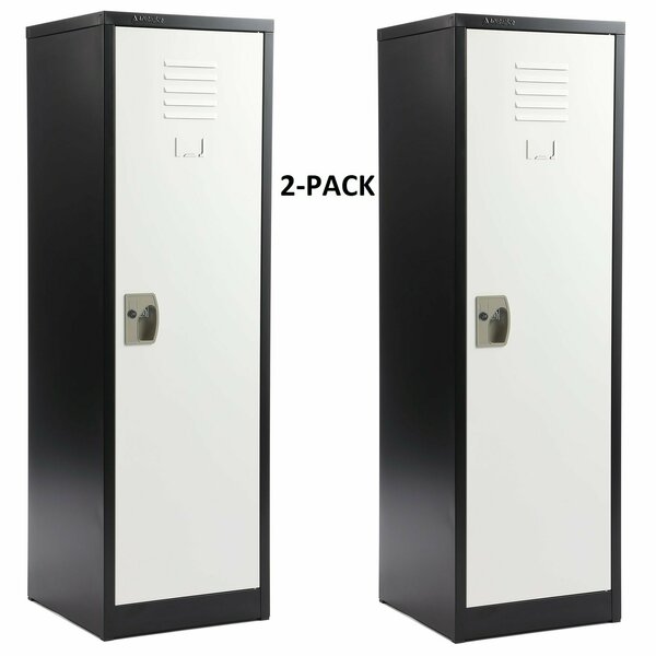 Adiroffice 48in Locker for Kids, Black Body With White Doors, 2PK ADI629-01-B-W-PKG-2